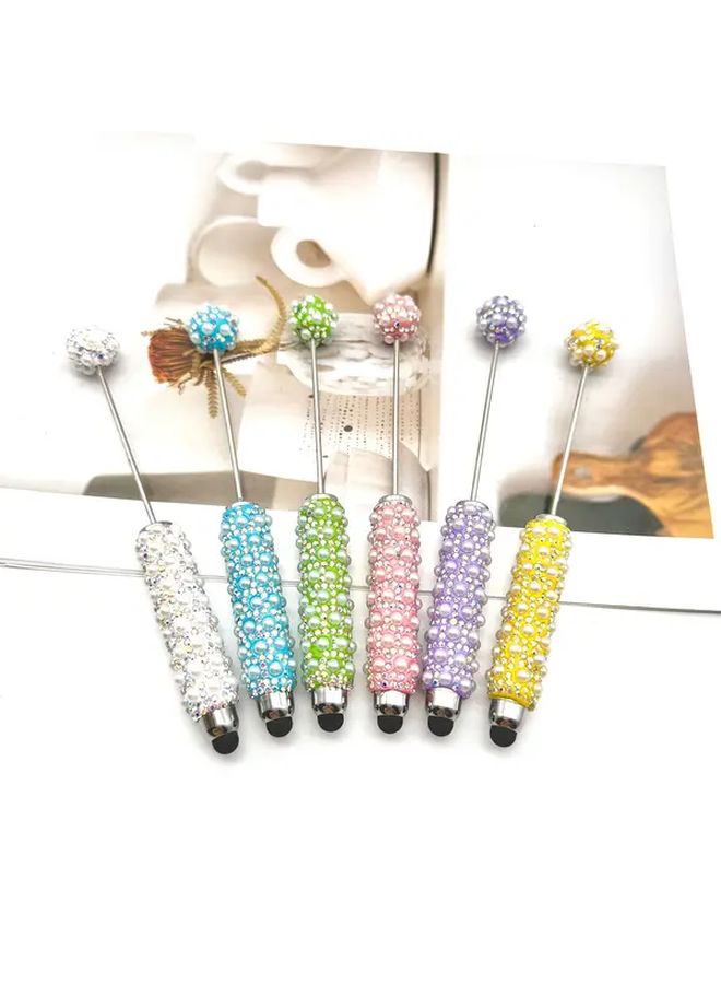 9PCS Mixed Color Ballpoint Pens With Pearl Diamond Inlay Touchscreen Stylus For Phone Tablet - Image 3